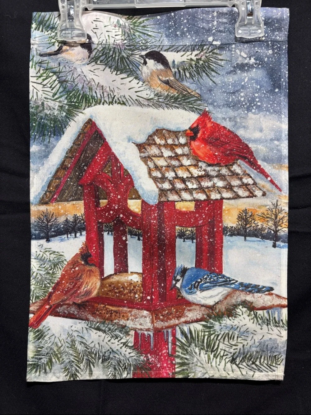 Festive Red Cardinal & Birdhouse Holiday Throw